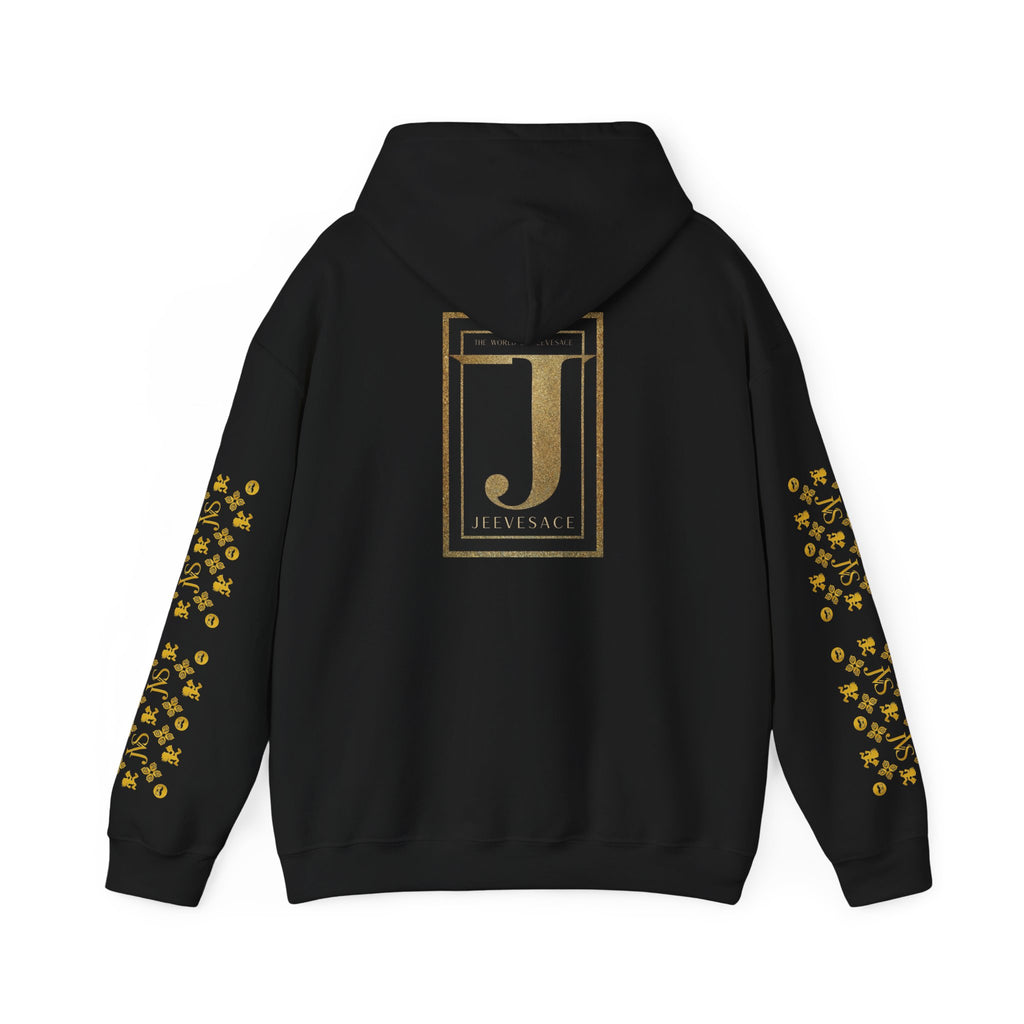 Versace-Inspired Gold Medallion Hoodie — White Graphic Sweatshirt