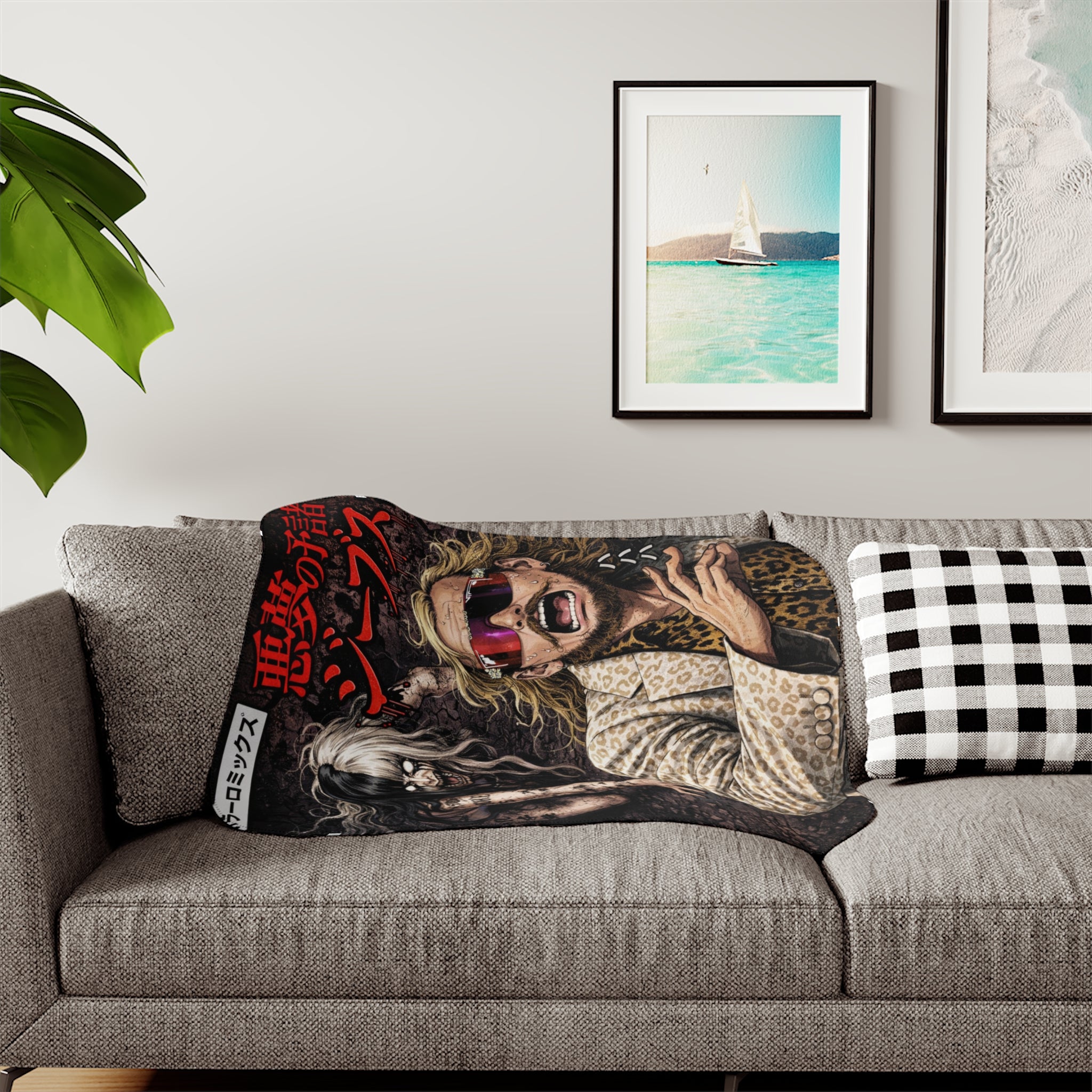 Horror Rock Sherpa Blanket — Vintage Shock Poster Design