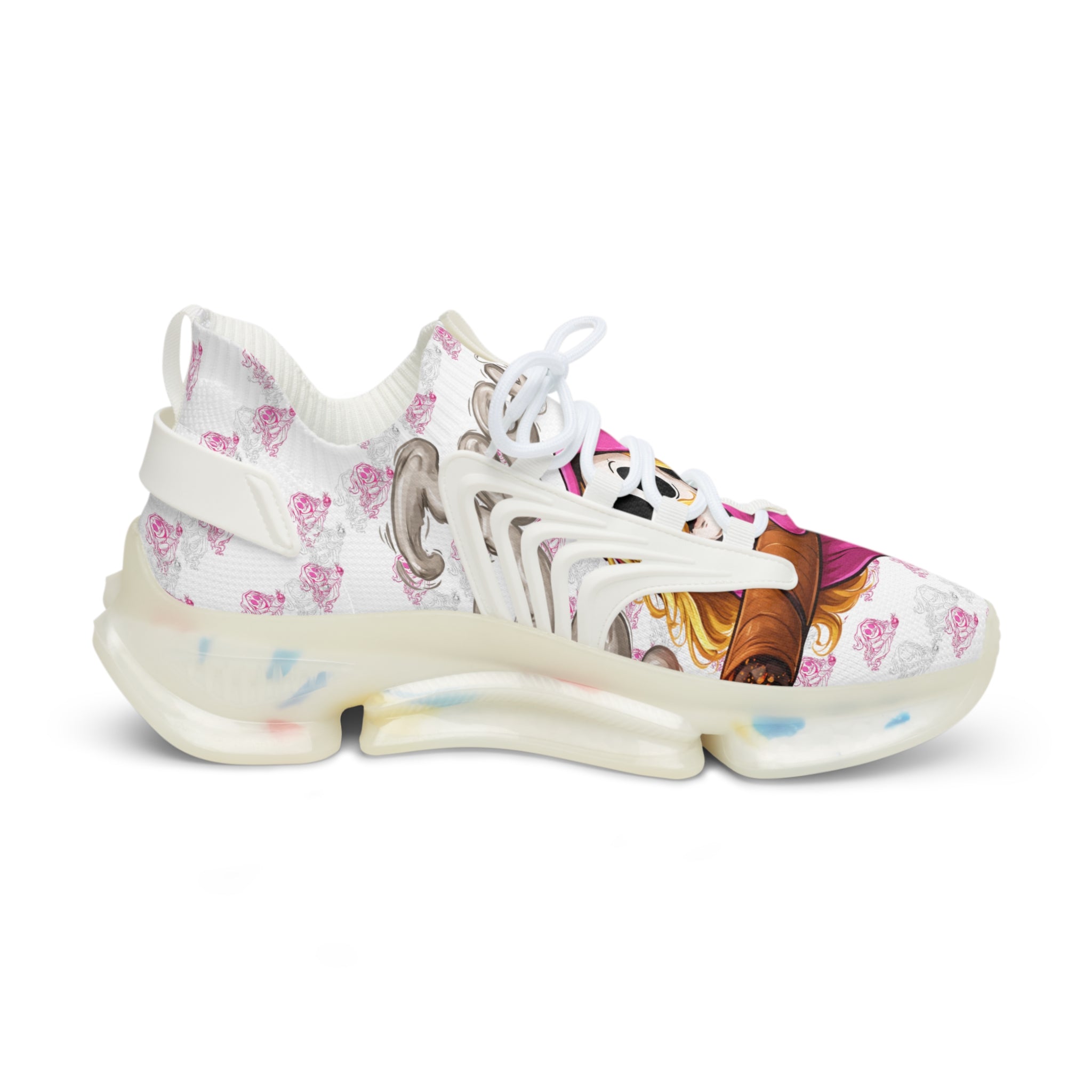 Mesh Sneakers — Pink Floral Graphic Men’s Athletic Shoes