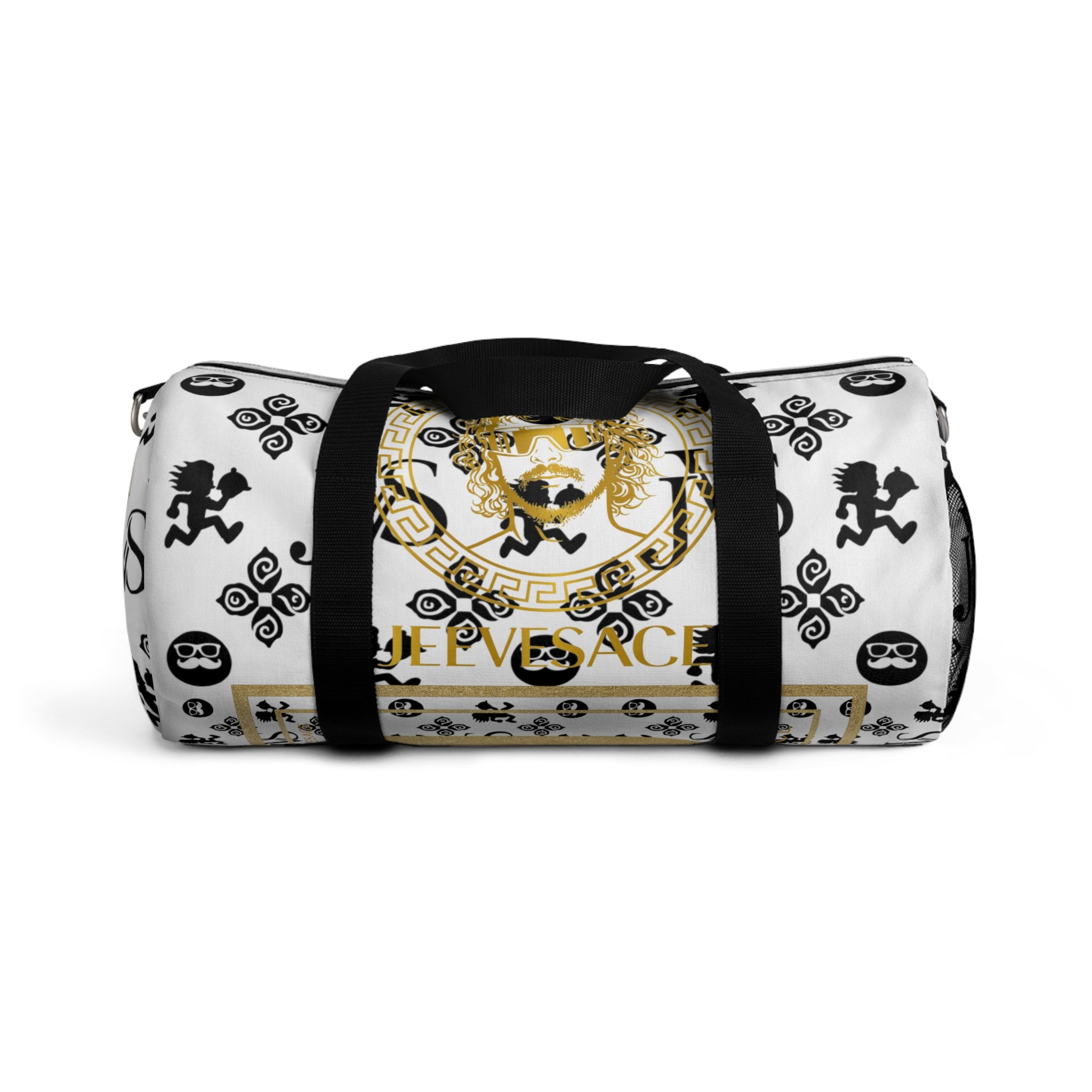 Baroque Lion Crest Duffel Bag — Gold & Black Medusa-Inspired Travel Bag