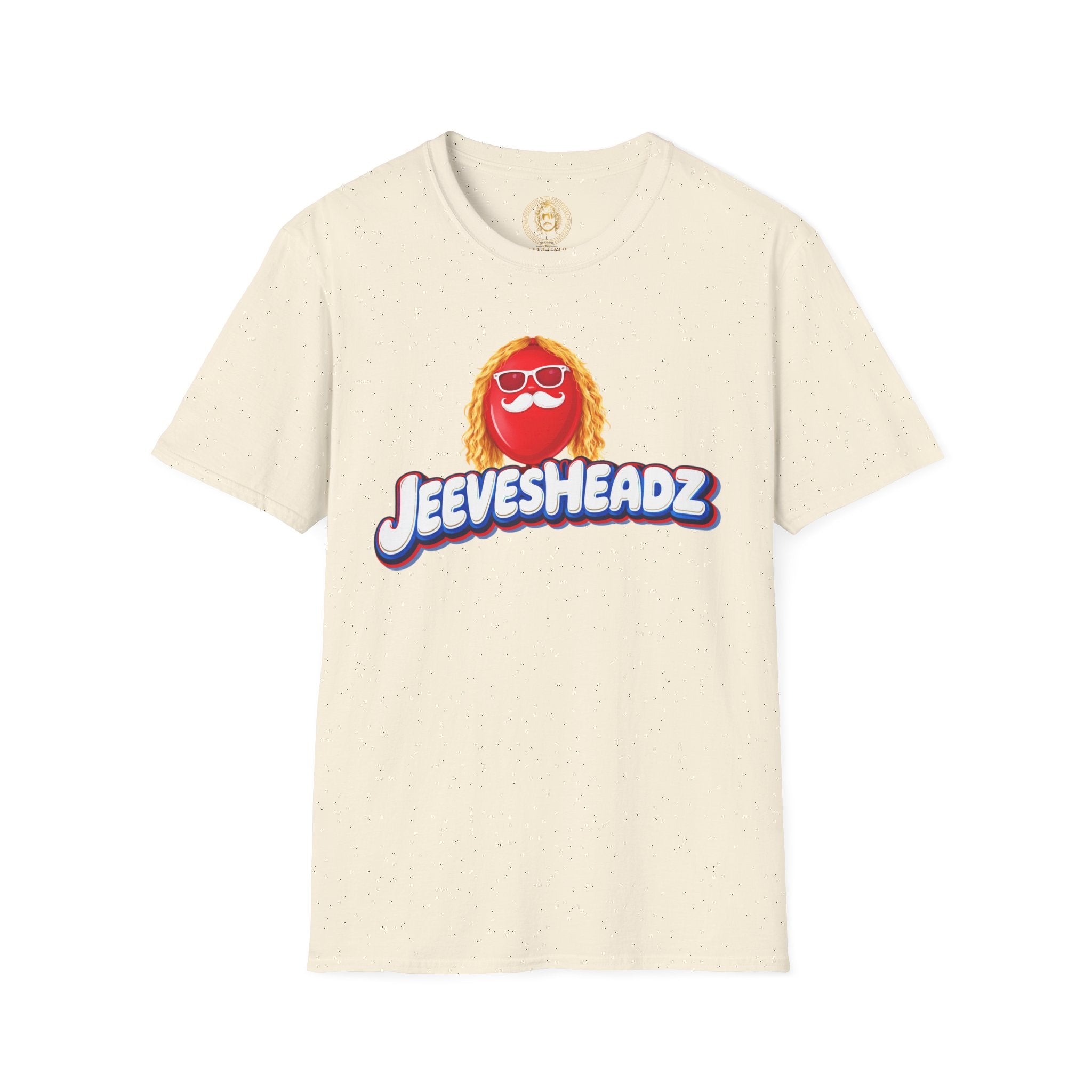 Jeevesheadz Graphic T-Shirt — Retro Logo Tee (Front Mascot & Back Globe)