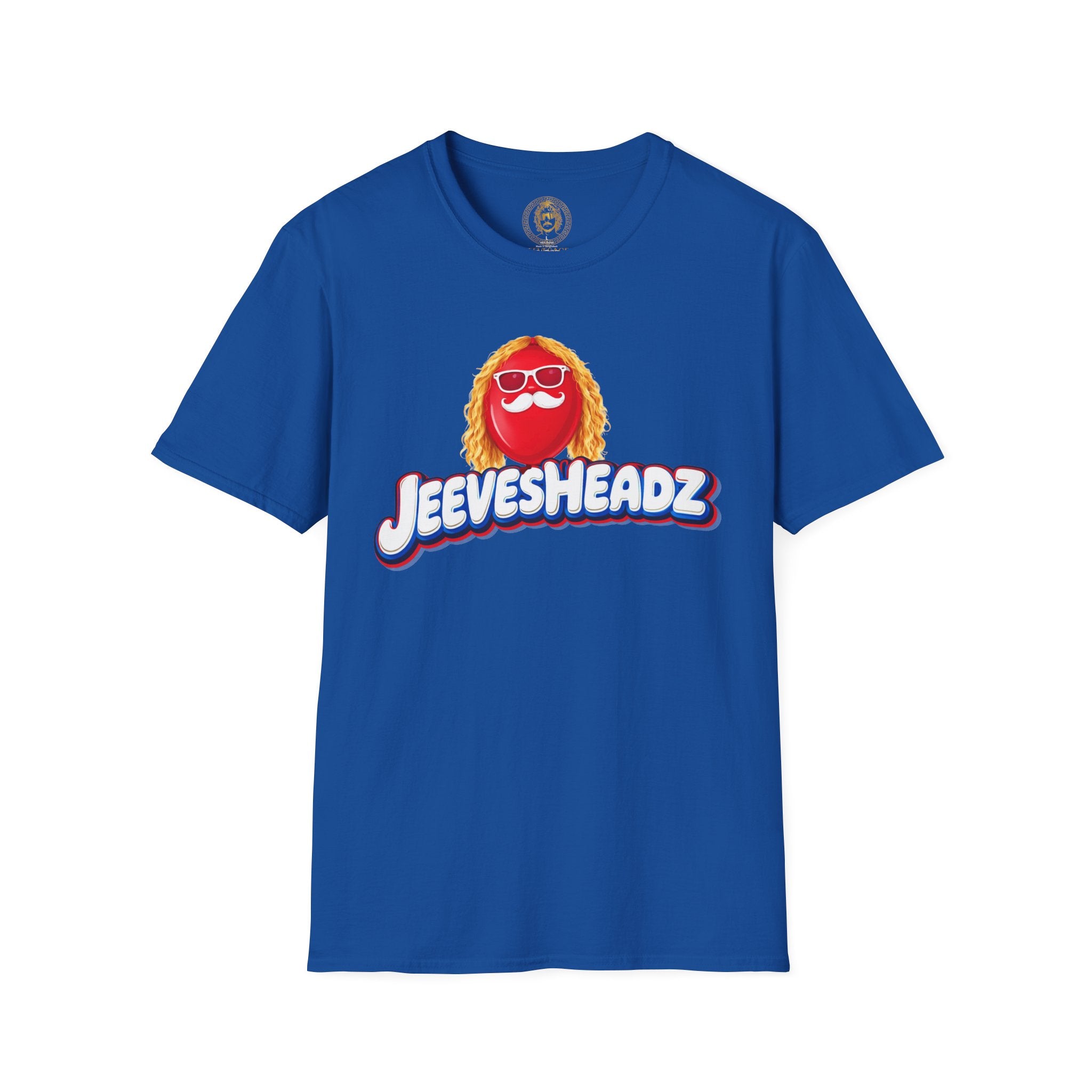 Jeevesheadz Graphic T-Shirt — Retro Logo Tee (Front Mascot & Back Globe)