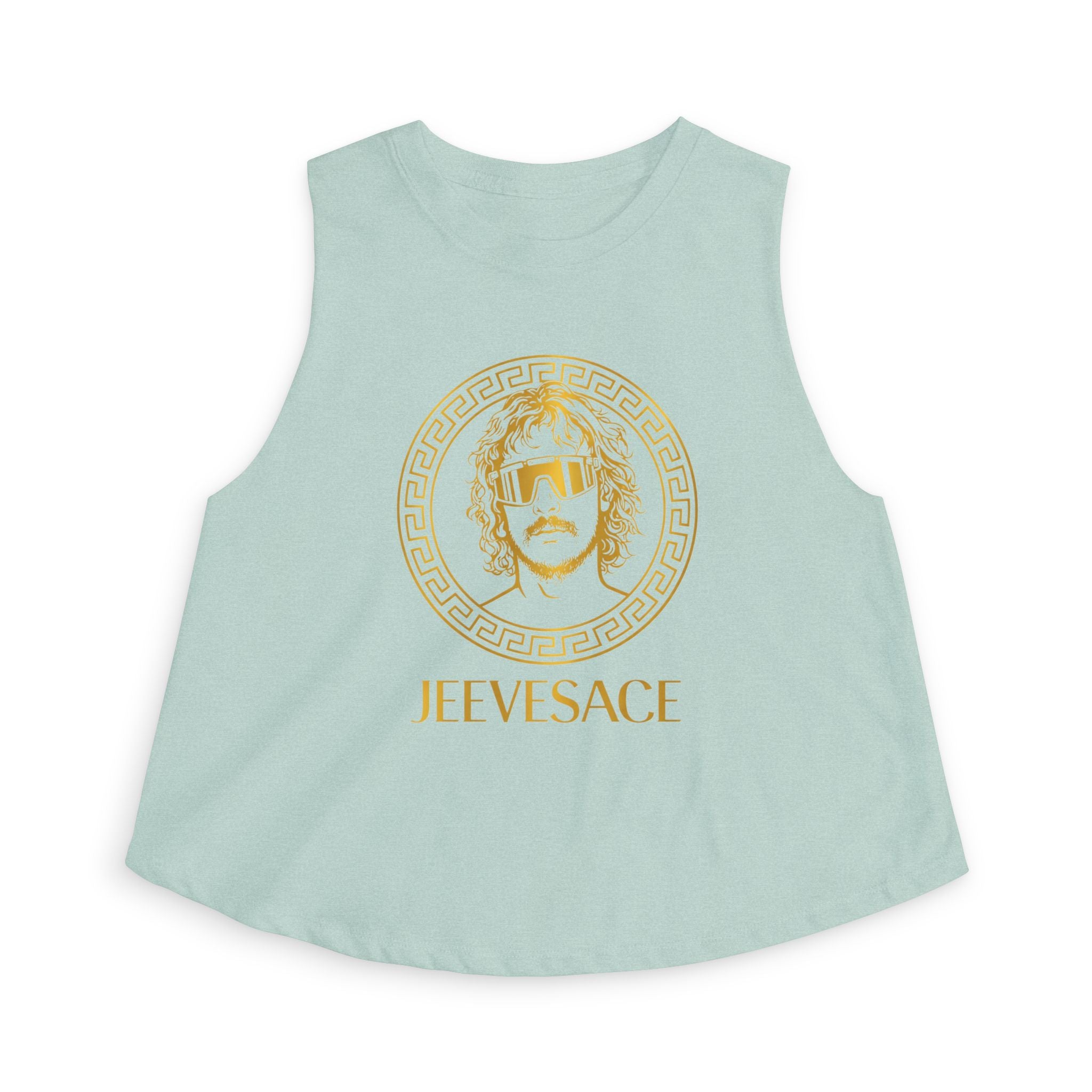 Jeevesace Crop Top — Retro Gold Logo Women’s Sleeveless Tee