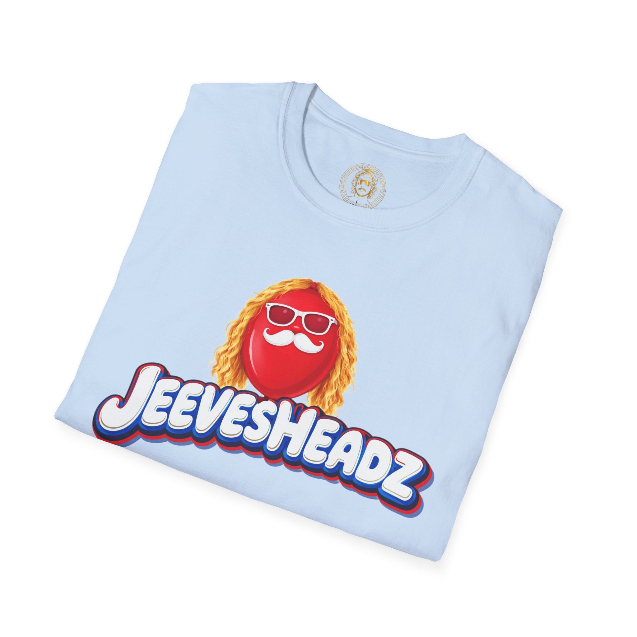 Jeevesheadz Graphic T-Shirt — Retro Logo Tee (Front Mascot & Back Globe)