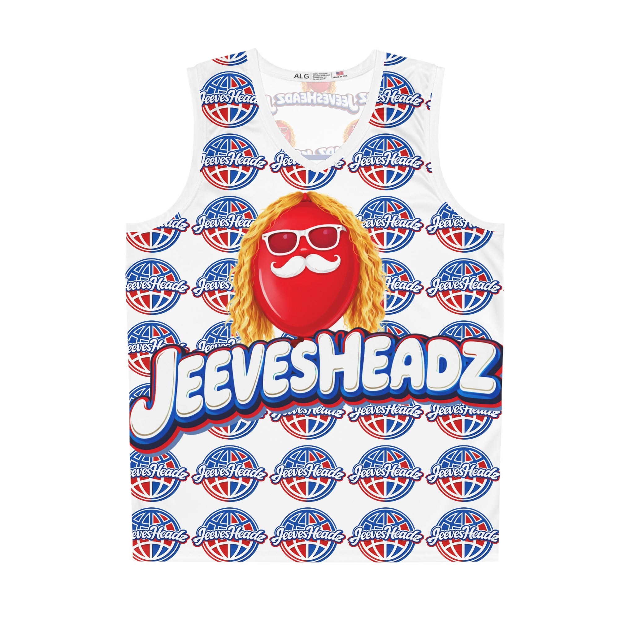 JeevesHeadz All-Over Print Basketball Jersey — Retro Logo Streetwear Tank