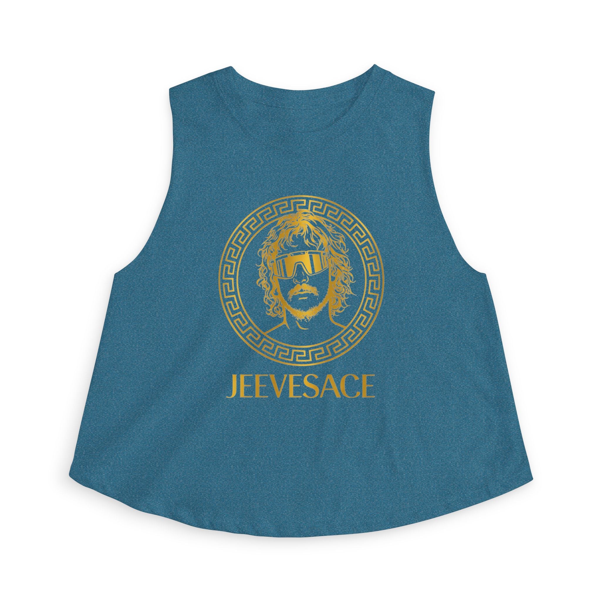 Jeevesace Crop Top — Retro Gold Logo Women’s Sleeveless Tee
