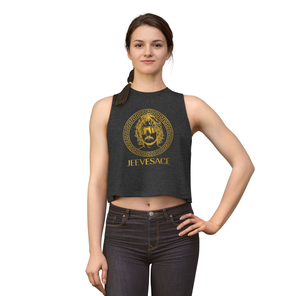 Jeevesace Crop Top — Retro Gold Logo Women’s Sleeveless Tee