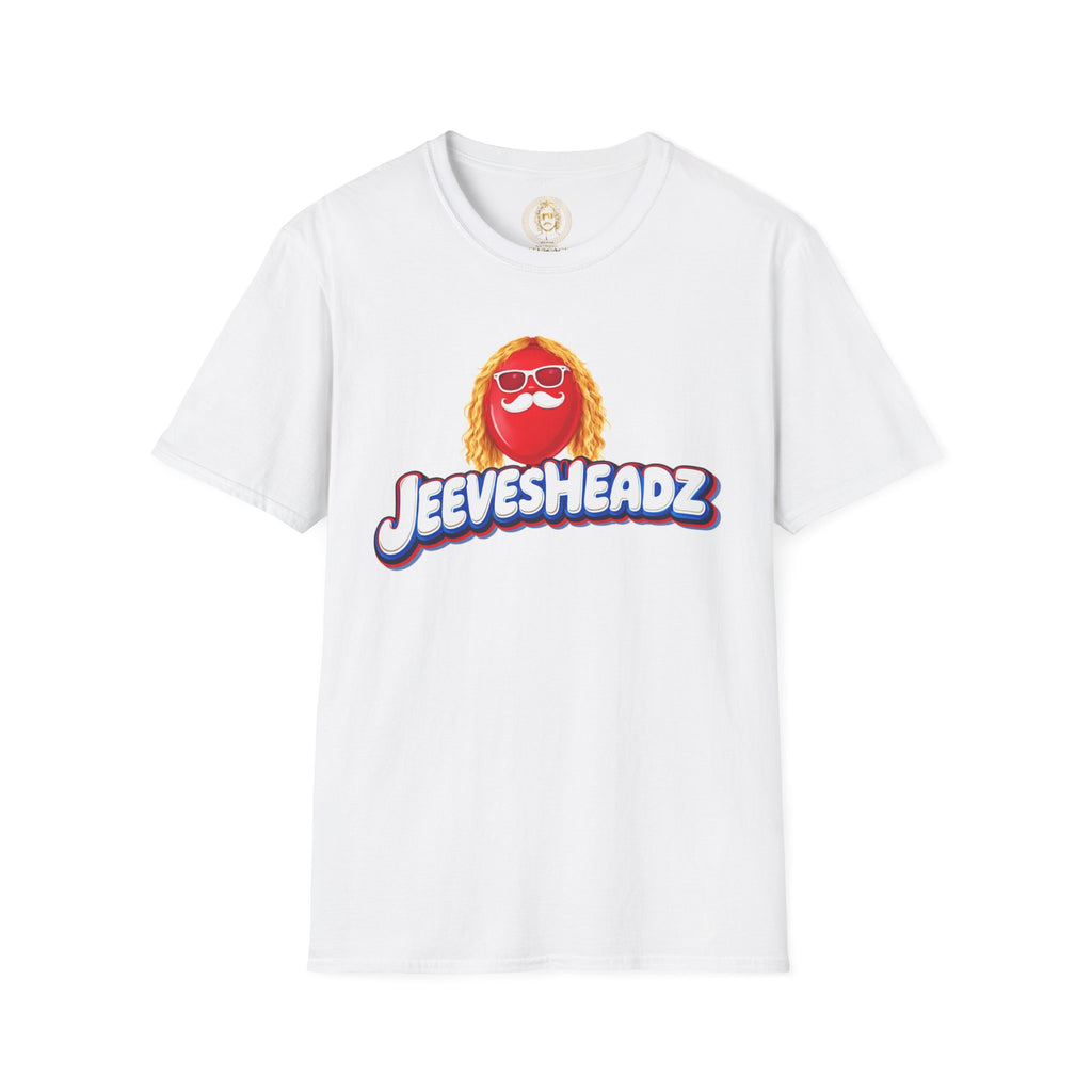 Jeevesheadz Graphic T-Shirt — Retro Logo Tee (Front Mascot & Back Globe)
