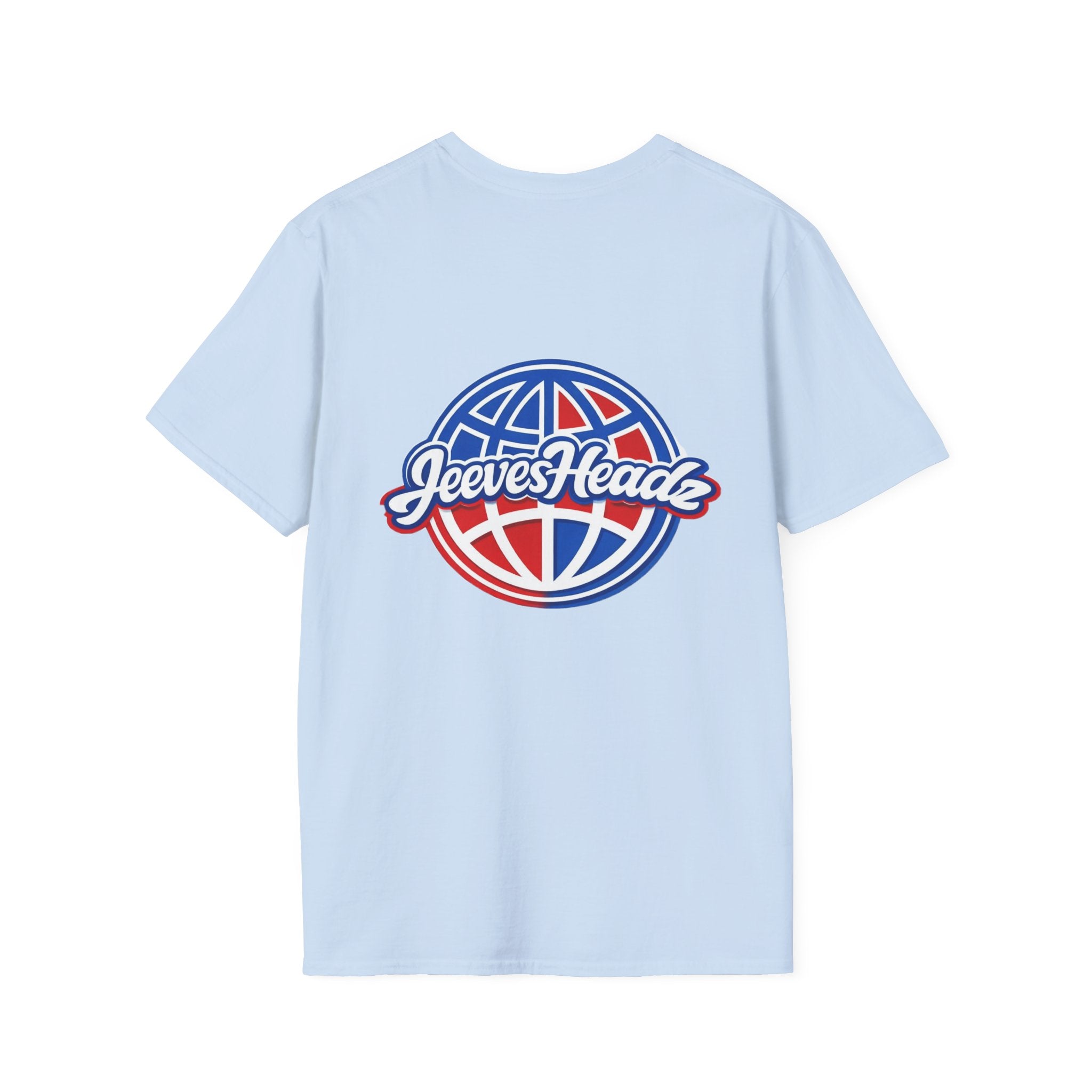 Jeevesheadz Graphic T-Shirt — Retro Logo Tee (Front Mascot & Back Globe)