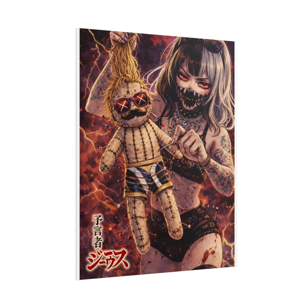 Horror Anime Voodoo Doll Poster — Creepy Tattooed Girl Art Print (Rolled Poster)