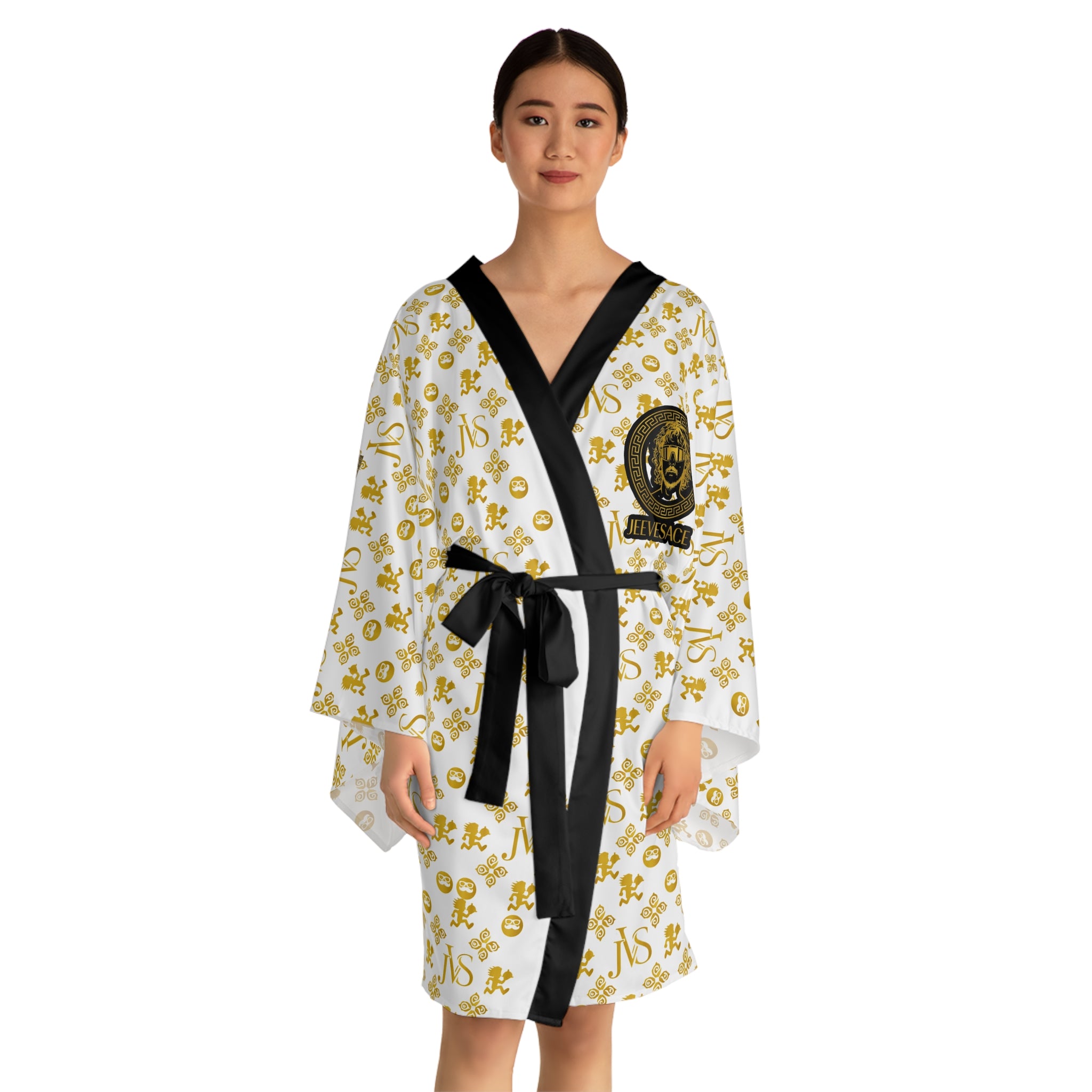 Gold Monogram Kimono Robe — Jeevesace Designer Lounge Kimono