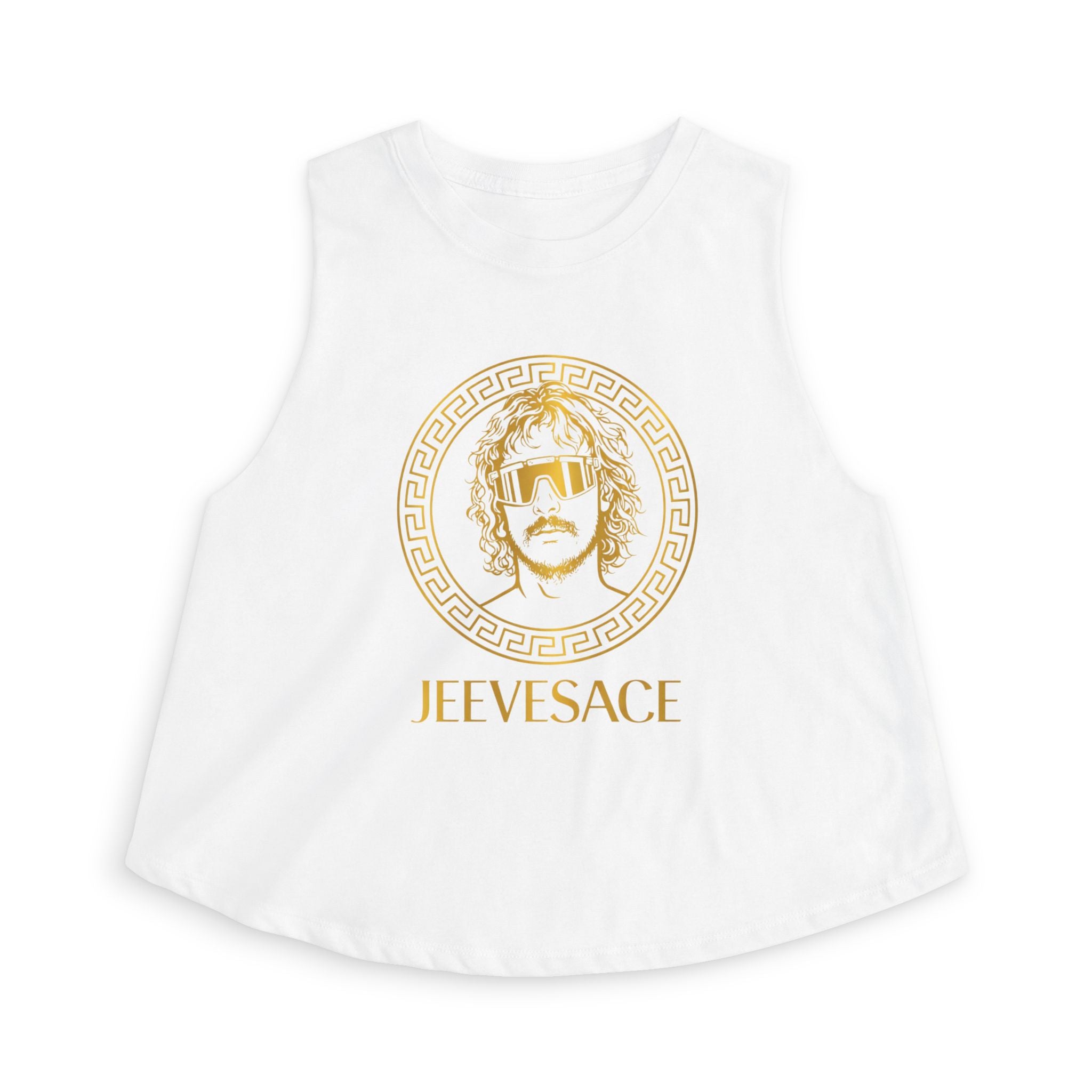 Jeevesace Crop Top — Retro Gold Logo Women’s Sleeveless Tee