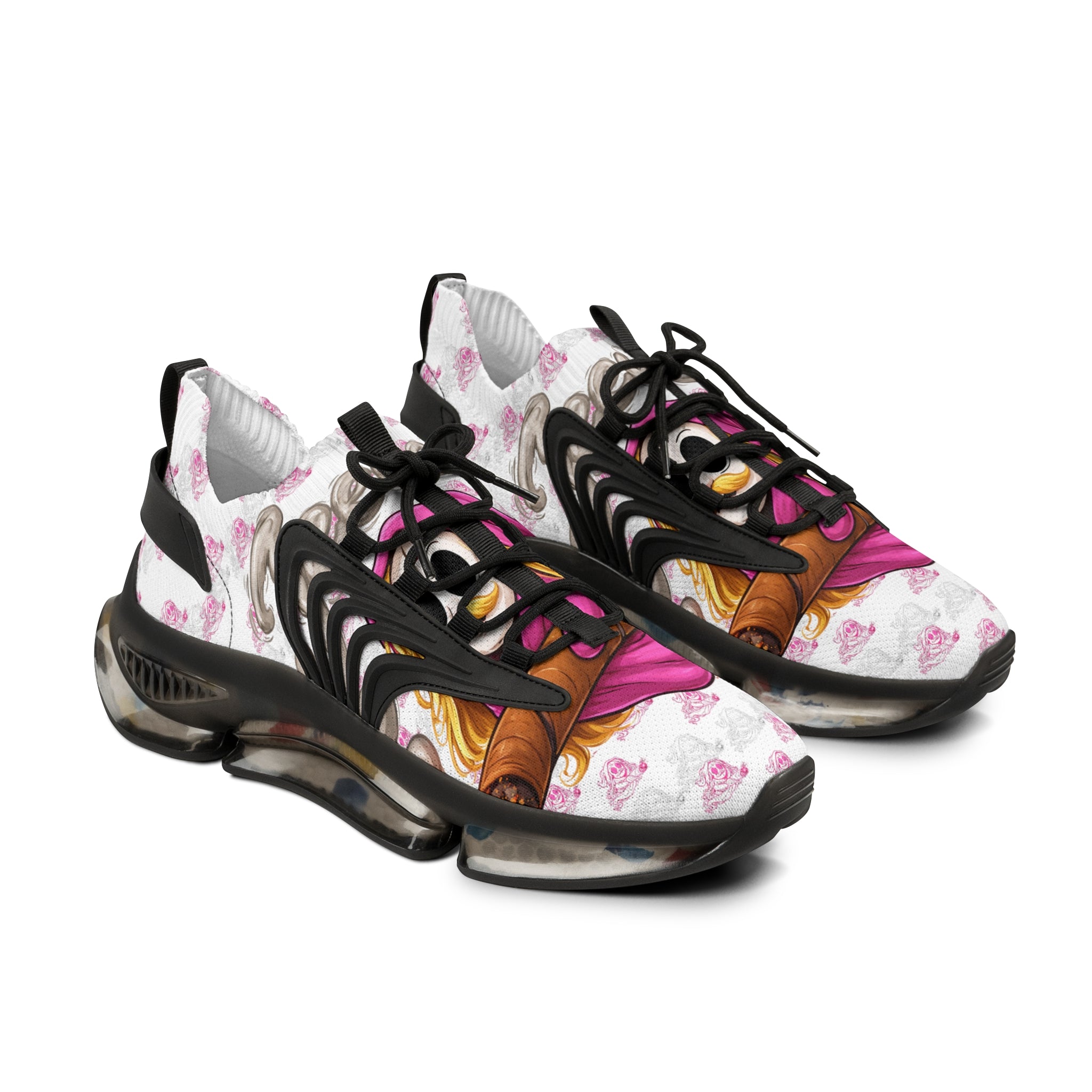 Mesh Sneakers — Pink Floral Graphic Men’s Athletic Shoes