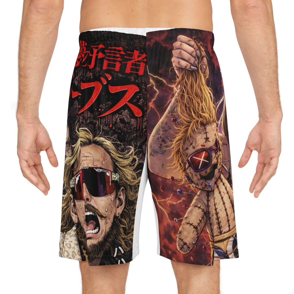Horror Anime Basketball Shorts — Demon Punk AOP Graphic Athletic Shorts